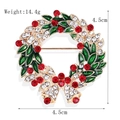 Christmas wreath brooch with green enamel, red crystals and bow, 4.5cm diameter - xz4575 Christmas Wreath