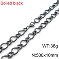 Boiled black 10mm twisted stainless steel chain necklace for men in 500mm length - Necklace (50cm) / Black
