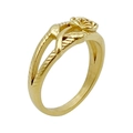 Bague vintage rose en acier inoxydable avec design floral évidé à double couche - US 7 / Doré