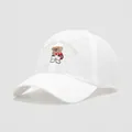 Detailopname van het berenborduursel op de witte ademende honkbalpet voor kinderen - Kinderen 3-8J ca. 50-54CM / Witte beer