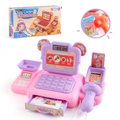 Kids toy cash register in pink and purple with scanner, credit card and fake money - Purple and Pink Cash Register Boxed (1M-P)