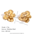 Orecchini a fiore a doppio strato in acciaio inossidabile placcato oro 18K con perle - Orecchini a Lobo con Perle e Petali a Doppio Strato / Oro