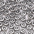 Silver round acrylic beads with black letter Q for DIY jewelry making and crafts - Letter Q