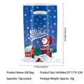 Blue Christmas gift bag with Santa Claus illustration and Feliz Navidad text - Dark Blue Background Snowy Santa Style (Style 13) / 10 Pieces Pack