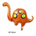 Orange long-neck dinosaur foil balloon with colorful spots, measuring 80x46cm for party decor - Q Version Brontosaurus