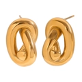 Polierte 18K vergoldete Edelstahl-Knotenohrstecker mit einer einzigartigen Herzform - Einfacher Geknoteter Herzstil / Gold