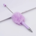 Creative lavender plush bead pen with soft faux fur ball and twist ballpoint mechanism - Light Lavender