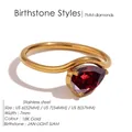 Water drop pear-cut red zircon ring in 18K gold plated stainless steel finish - US 6 / January Red
