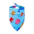Blue cartoon ocean pet bandana with crab and octopus prints for dogs and cats - M / Blue Ocean World