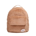 Mochila linda de peluche camello con piel sintética suave y bordado de nube de suerte - Caqui