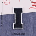 Dark blue embroidered letter I patch with white border, size 5.5cm for clothing repair - Letter I / Navy Blue