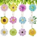 12-piece floral diamond painting keychain set with colorful sunflowers and daisies - QC067 Daisy Sunflower (12pcs) Double-sided