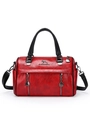 Bolso boston rojo de cuero retro con asas negras y detalle de logotipo canguro metálico - Rojo