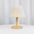 Minimalist beige knit bucket hat with textured diamond pattern and wavy brim detail - Crochet Hollow Wavy Brim (8980) / Beige