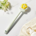Mint green long-handle bath brush with a yellow flower design and soft bristles - Seagrass Green