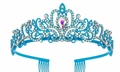 Tiara da sposa in metallo blu con strass iridescenti e pettini per capelli sicuri - Base Blu Chiaro Strass AB Aurora