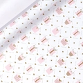 Roll of white gift wrapping paper with pink gift boxes, golden hearts and stars patterns - Gift Box Pattern