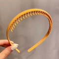 Vibrant orange Morandi style matte headband with anti-slip teeth for women and girls - 3# Comb-Ginger Yellow