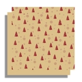 Papier cadeau kraft de Noël avec motifs de sapins rouges et flocons de neige - Sapin de Noël Style A Rouge