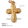 18K gold plated stainless steel cross pendant with vintage relief texture and dimensions - Embossed Textured Cross (PJ384G)
