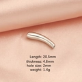 Polished silver curved tube bead in stainless steel for DIY jewelry making 20.5mm - Steel Curved Tube Pendant