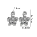 Polished silver five-petal flower pendant with 14.5mm height for DIY jewelry making - 3D Flower 686 / Silver