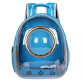 Blue pet bubble backpack with transparent capsule window and breathable side mesh pockets - Light Blue Transparent Shell Space Capsule Black Ring