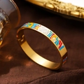 18K gold plated stainless steel enamel bangle featuring vibrant colorful patterns - Wide Enamel-A721