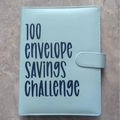 Raccoglitore A6 in pelle PU azzurro per sfida risparmio 100 buste con chiusura a bottone - Pagine Con Numeri / Blu Menta