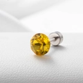 Orecchino a perno in zircone giallo brillante con base a vite in acciaio al titanio - Giallo Citrino 6.2MM(A013-4#)