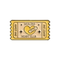 Pin's émaillé Healing Heart Club avec un design de timbre jaune et beige - Club du Coeur qui Guérit (Jaune)