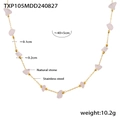 Dettaglio della collana in pietra naturale rosa e acciaio inox con misure 40+5cm - Collana d'oro (TXP105)