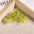 Floral hair claw clip with yellow and green gradient flowers for elegant updos - Triple Flower Gradient Green