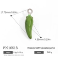 Pendentif piment vert en alliage poli, taille 17,76mm et finition imperméable durable - Piment Vert