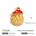 Golden stainless steel Santa Claus pendant with red and white enamel for DIY jewelry - Santa Claus Head (PJ92986)