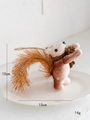 Decorazione natalizia a scoiattolo con pigna su vassoio in ceramica bianca - Stile B / Marrone