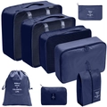 7-piece navy blue waterproof travel organizer set with mesh bags and shoe pouch - Digital Bag 8-Piece Set / Navy Blue