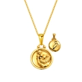 18K gold plated titanium steel double-sided Leo zodiac necklace with embossed lion relief - Leo