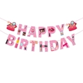 Striscione Happy Birthday rosa a tema trucco con rossetto e illustrazioni profumo - Striscione con Lettere HAPPY BIRTHDAY