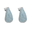 Hemelblauwe druppeloorknopjes in zilveren finish met pavé turquoise steentjes - Turkoois