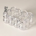 Luxury clear acrylic tissue box with bubble texture and silver teddy bear ornament - With Bear + Bow / Clear