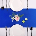 Royal blue satin table runner with white ceramic plates and floral dining decor - Royal Blue / 30cm*275cm