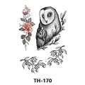 Waterproof temporary tattoo with sketch owl, rose and berry patterns, style TH-170 - Th-170 / 210*148mm