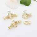 18K gold-plated floral pearl necklace clasp with sparkling zircon inlay in 25mm and 12mm - Clover / Gold