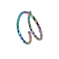 Rainbow plated stainless steel double spiral nose ring with twisted 20G piercing design - 0.8x6mm / Twisted Rainbow