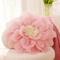 Detail of pink flower-shaped pillow cover featuring 3D multilayered petal design - New Beautiful Pink Tulle Peony (Cover Only) / 52cm