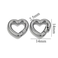 Silver stainless steel heart-shaped spring ring clasp, 14mm outer diameter and 2.5mm thickness - Heart Shape / 14mm / Steel