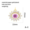 Gold plated copper evil eye pendant with pink resin center and sparkling cubic zirconia stones. - Octagram Pink Eye Pendant Only (A-1)