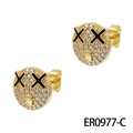 18K vergoldete Smiley-Ohrstecker mit XX-Augen und mikro-eingelegten Zirkonia-Steinen - XX Kreuz Augen Smiley
