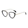 Occhiali da sole cat-eye retrò con montatura nera e sottili stanghette in metallo dorato - Nero Oro Anti-Luce Blu